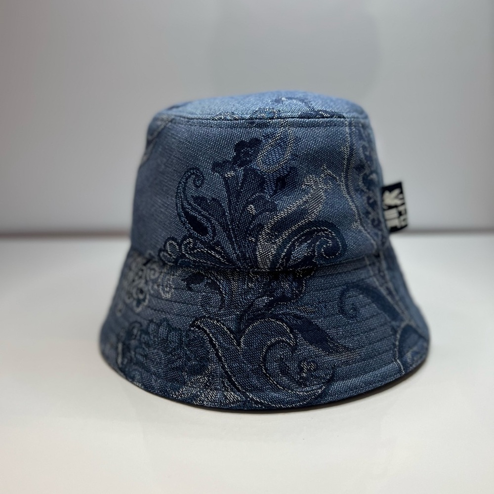 Etro Denim Blue Patterned Hat